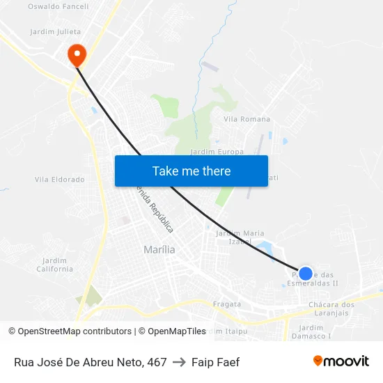 Rua José De Abreu Neto, 467 to Faip Faef map