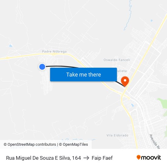 Rua Miguel De Souza E Silva, 164 to Faip Faef map