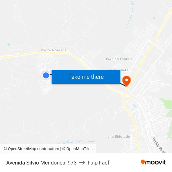 Avenida Silvio Mendonça, 973 to Faip Faef map