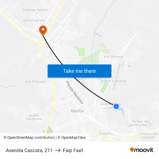 Avenida Cascata, 211 to Faip Faef map