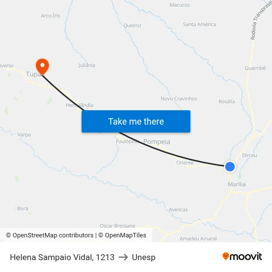 Helena Sampaio Vidal, 1213 to Unesp map