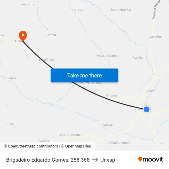 Brigadeiro Eduardo Gomes, 258-368 to Unesp map