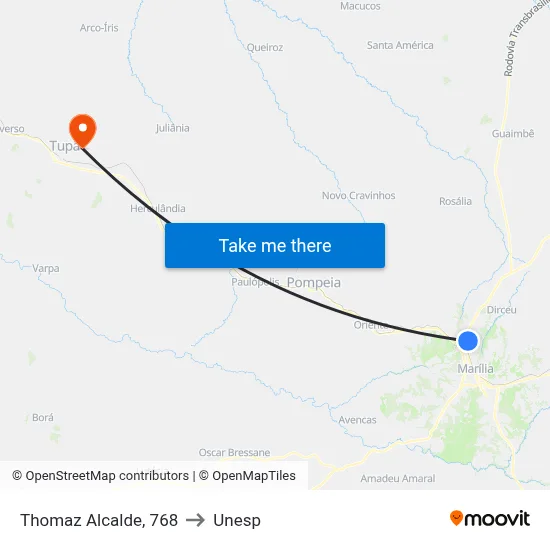 Thomaz Alcalde, 768 to Unesp map