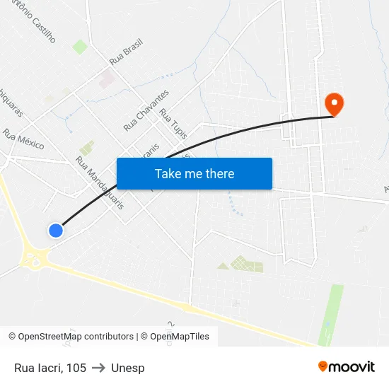 Rua Iacri, 105 to Unesp map