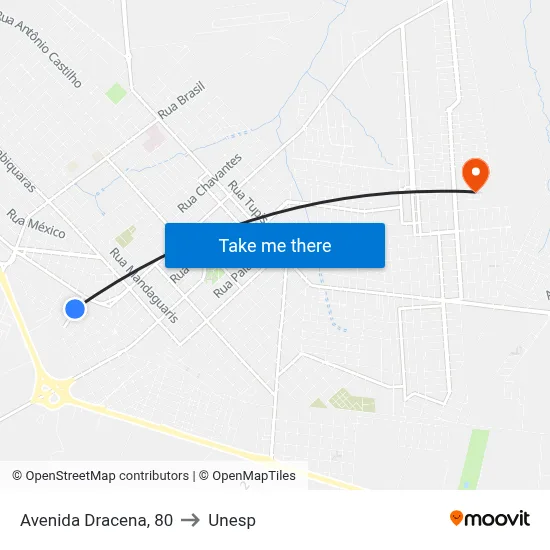 Avenida Dracena, 80 to Unesp map