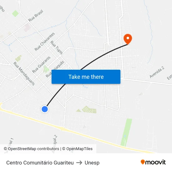 Centro Comunitário Guariteu to Unesp map