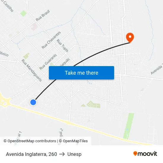 Avenida Inglaterra, 260 to Unesp map