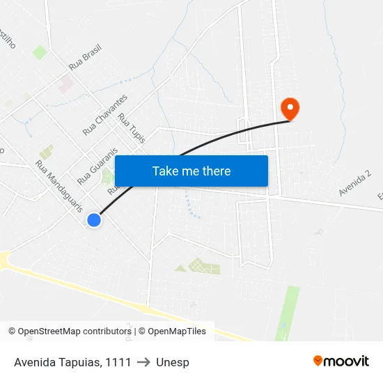 Avenida Tapuias, 1111 to Unesp map