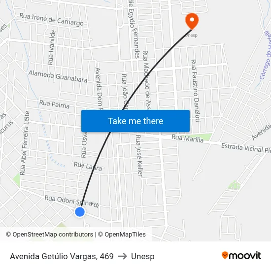 Avenida Getúlio Vargas, 469 to Unesp map