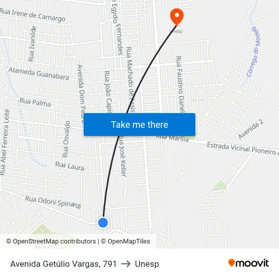 Avenida Getúlio Vargas, 791 to Unesp map