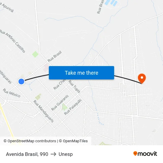 Avenida Brasil, 990 to Unesp map