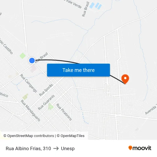 Rua Albino Frias, 310 to Unesp map