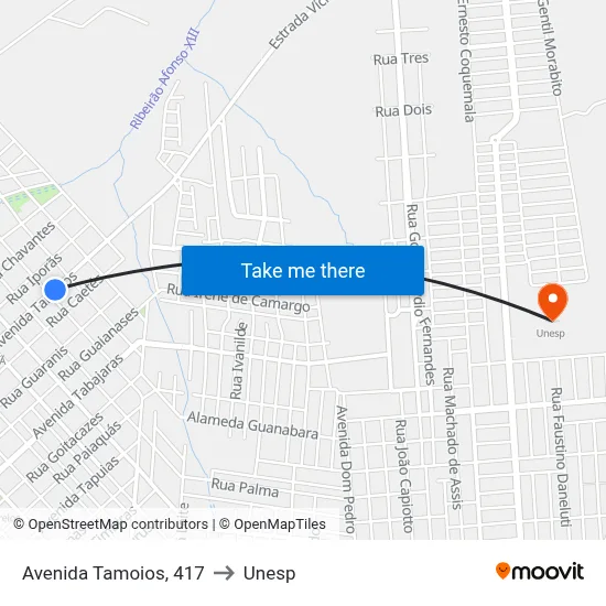 Avenida Tamoios, 417 to Unesp map