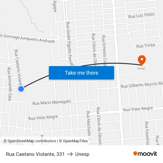 Rua Caetano Violante, 331 to Unesp map