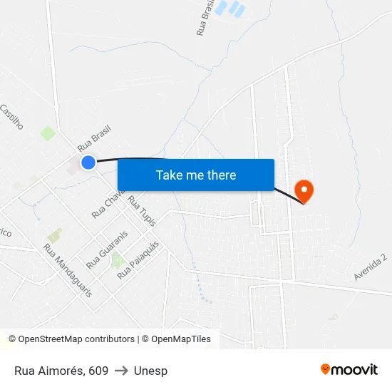 Rua Aimorés, 609 to Unesp map