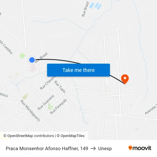 Praca Monsenhor Afonso Haffner, 149 to Unesp map