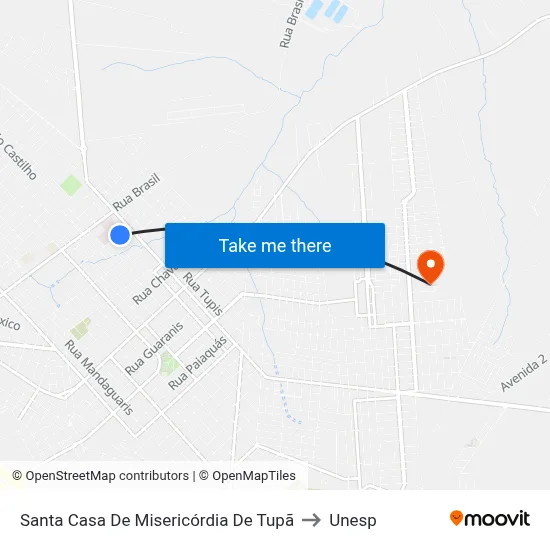 Santa Casa De Misericórdia De Tupã to Unesp map