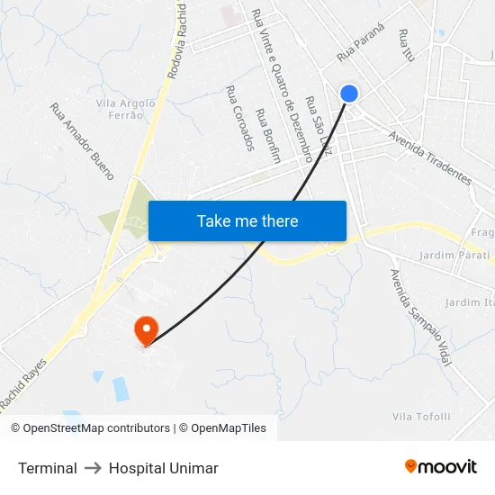 Terminal to Hospital Unimar map