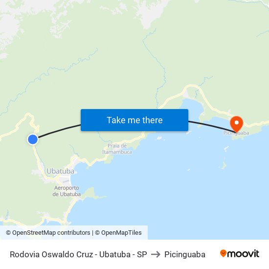 Rodovia Oswaldo Cruz -  Ubatuba - SP to Picinguaba map