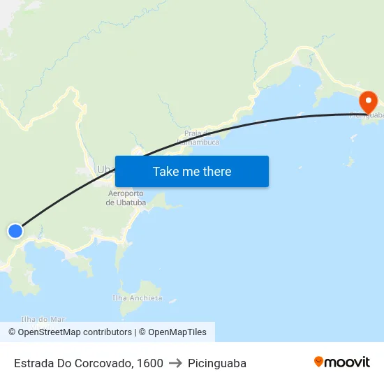Estrada Do Corcovado, 1600 to Picinguaba map