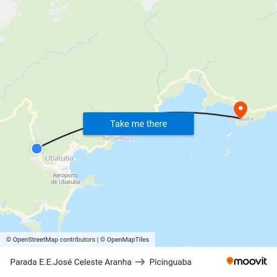 Parada E.E.José Celeste Aranha to Picinguaba map