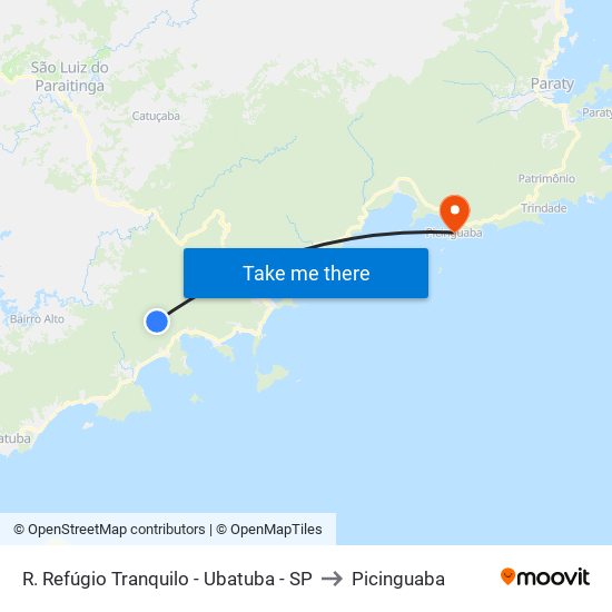 R. Refúgio Tranquilo -  Ubatuba - SP to Picinguaba map