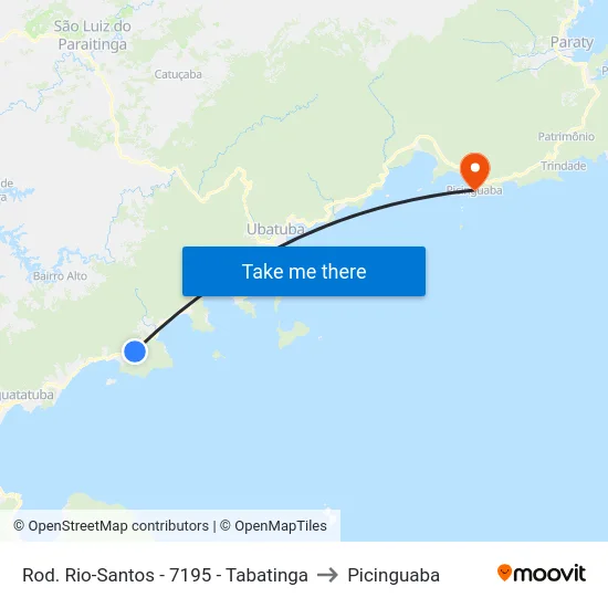 Rod. Rio-Santos -  7195 - Tabatinga to Picinguaba map