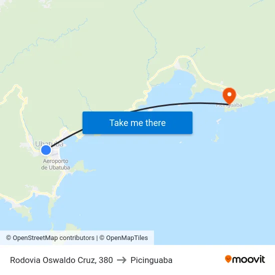 Rodovia Oswaldo Cruz, 380 to Picinguaba map