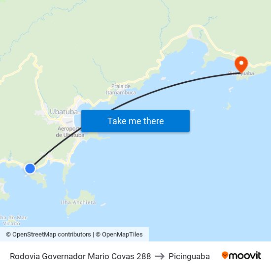 Rodovia Governador Mario Covas 288 to Picinguaba map