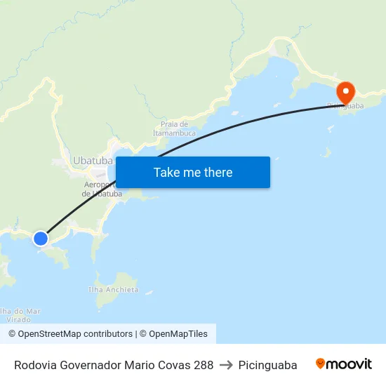 Rodovia Governador Mario Covas 288 to Picinguaba map