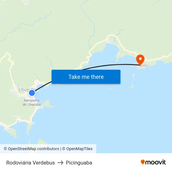 Rodoviária Verdebus to Picinguaba map