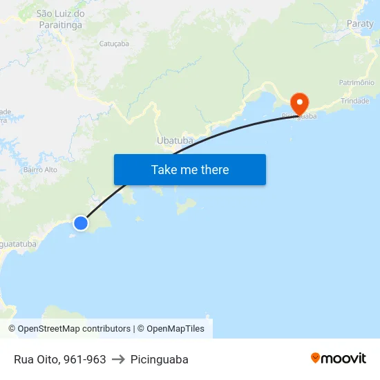 Rua Oito, 961-963 to Picinguaba map