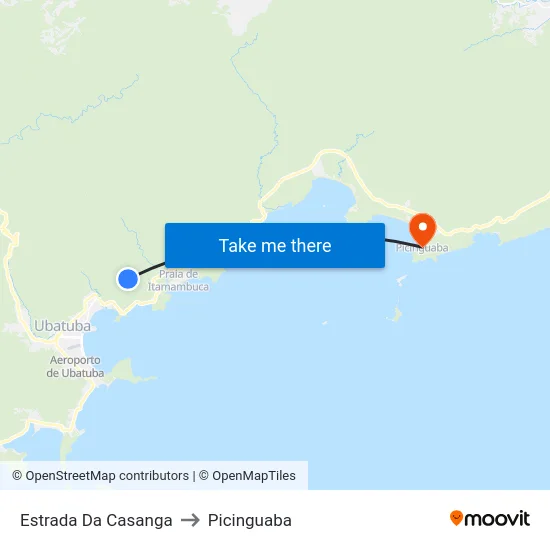 Estrada Da Casanga to Picinguaba map