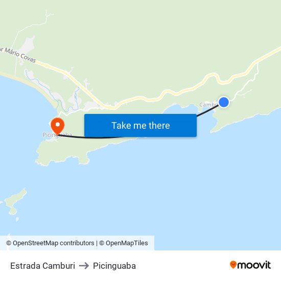 Estrada Camburi to Picinguaba map