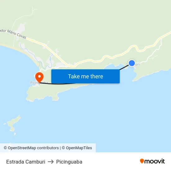 Estrada Camburi to Picinguaba map