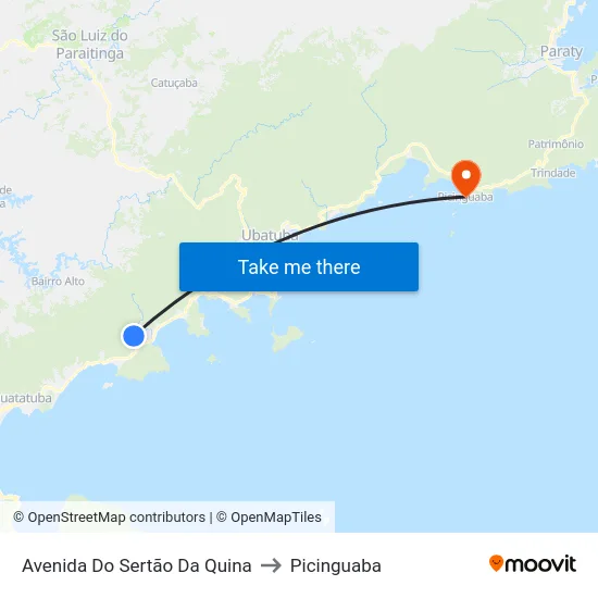 Avenida Do Sertão Da Quina to Picinguaba map