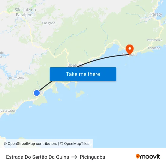Estrada Do Sertão Da Quina to Picinguaba map