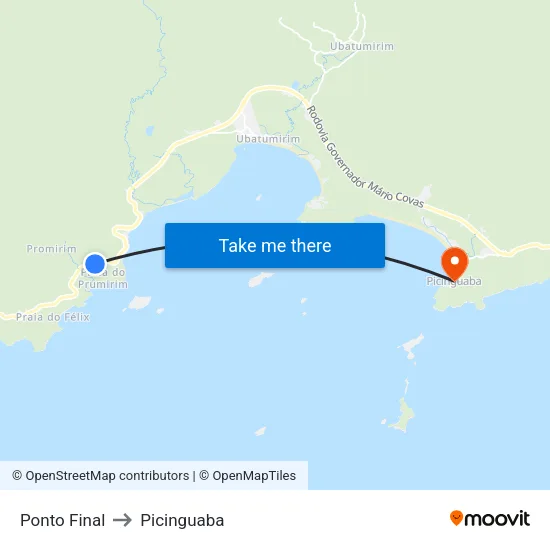 Ponto Final to Picinguaba map