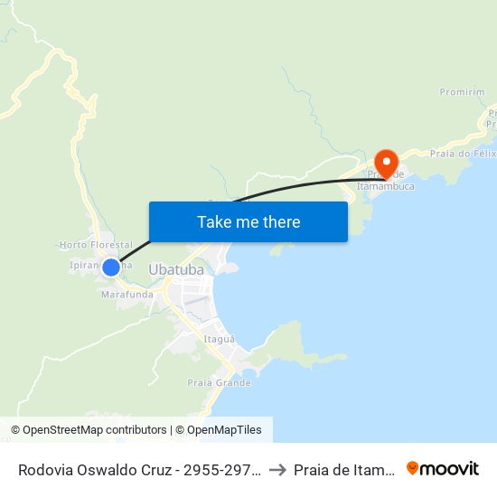 Rodovia Oswaldo Cruz -  2955-2977 - Ipiranguinha to Praia de Itamambuca map