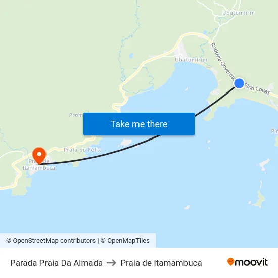 Parada Praia Da Almada to Praia de Itamambuca map
