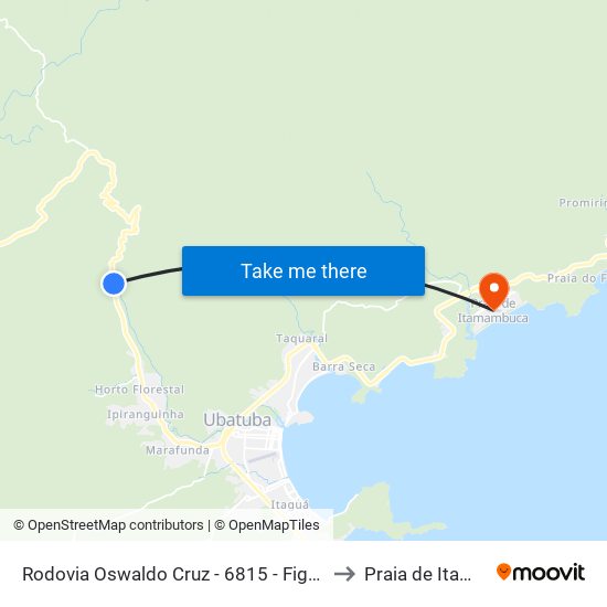 Rodovia Oswaldo Cruz -  6815 - Figueira (Pé Da Serra) to Praia de Itamambuca map