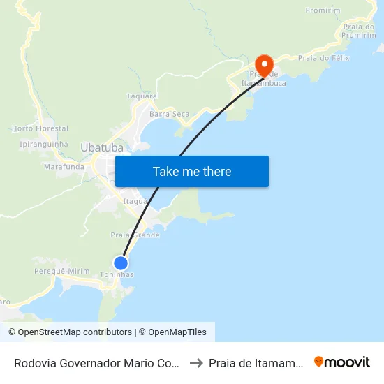 Rodovia Governador Mario Covas  45 to Praia de Itamambuca map