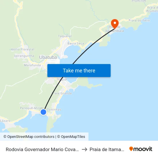 Rodovia Governador Mario Covas 894-968 to Praia de Itamambuca map