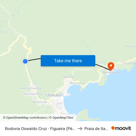 Rodovia Oswaldo Cruz - Figueira (Pé Da Serra) -  Ubatuba - SP to Praia de Itamambuca map