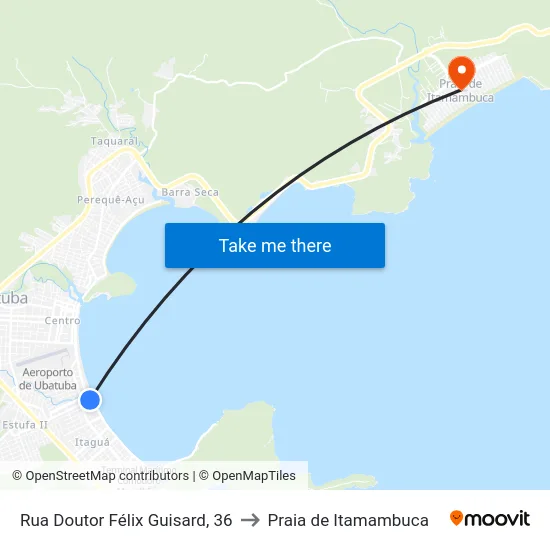 Rua Doutor Félix Guisard, 36 to Praia de Itamambuca map
