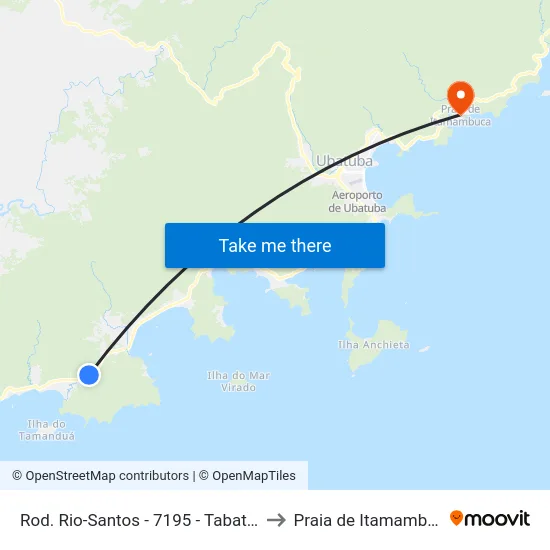 Rod. Rio-Santos -  7195 - Tabatinga to Praia de Itamambuca map