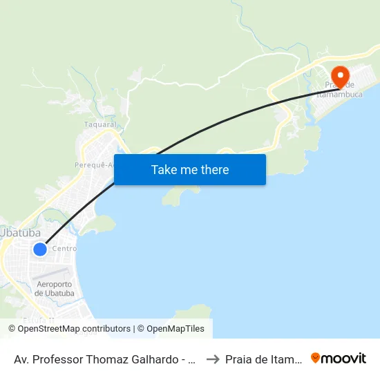 Av. Professor Thomaz Galhardo -  811-883 - Centro to Praia de Itamambuca map