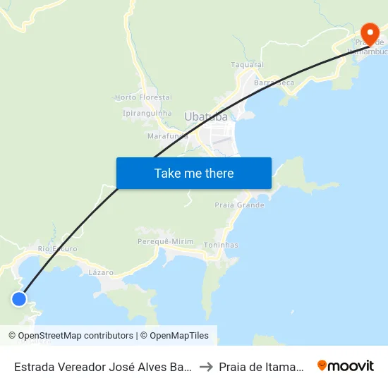 Estrada Vereador José Alves Barreto, 590 to Praia de Itamambuca map