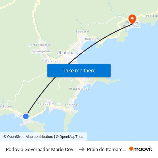 Rodovia Governador Mario Covas 288 to Praia de Itamambuca map