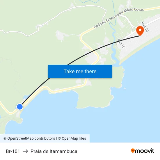 Br-101 to Praia de Itamambuca map
